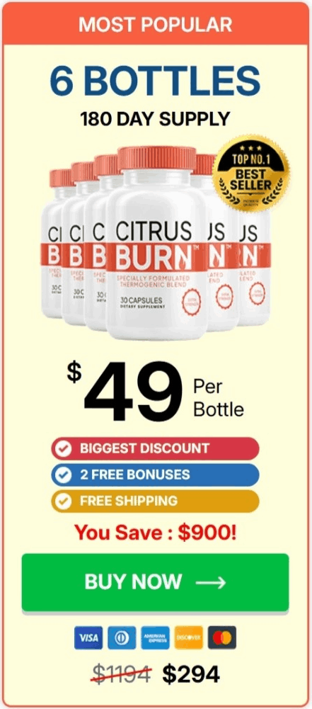 Citrus Burn 6-bottle bundle: 180-day supply for $294 with free shipping and bonuses. Save $900 today.