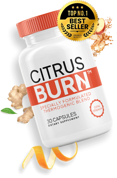 CitrusBurn thermogenic metabolism support supplement bottle with natural citrus and ginger ingredients